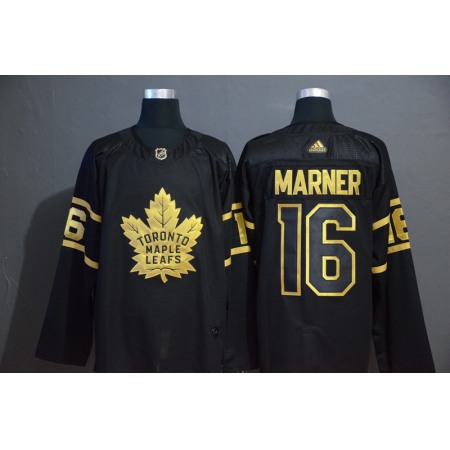 Men's Toronto Maple Leafs #16 Mitchell Marner Black Golden Stitched NHL Jersey