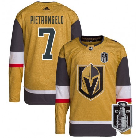 Men's Vegas Golden Knights #7 Alex Pietrangelo Gold 2023 Stanley Cup Final Stitched Jersey