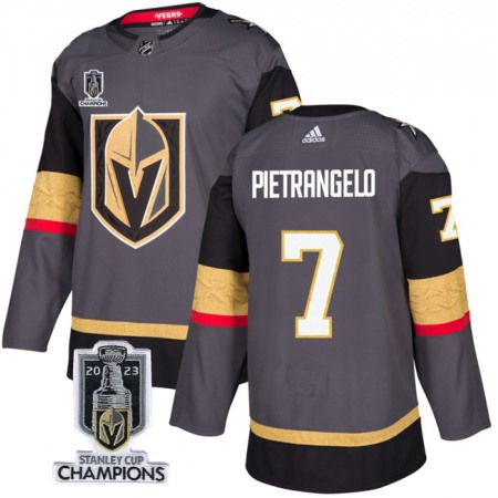 Men's Vegas Golden Knights #7 Alex Pietrangelo Grey 2023 Stanley Cup Champions Stitched Jersey