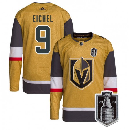 Men's Vegas Golden Knights #9 Jack Eichel Gold 2023 Stanley Cup Final Stitched Jersey