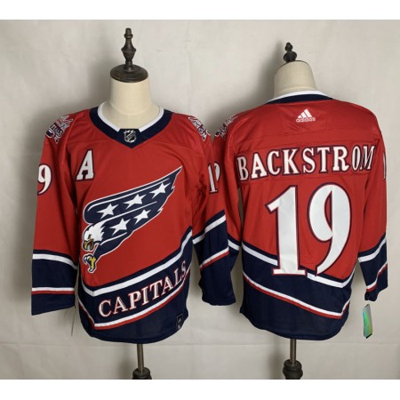 Men's Washington Capitals #19 Nicklas Backstrom 2021 Red Reverse Retro Stitched Jersey