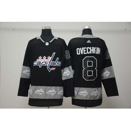 Men's Washington Capitals #8 Alex Ovechkin Black Team Logo Stitched NHL Jersey