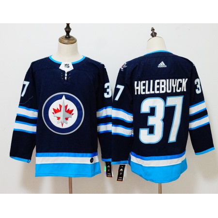 Men's Adidas Winnipeg Jets #37 Connor Hellebuyck navy Stitched NHL Jersey