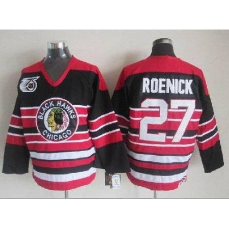 Blackhawks #27 Jeremy Roenick Red/Black 75TH CCM Stitched NHL Jersey