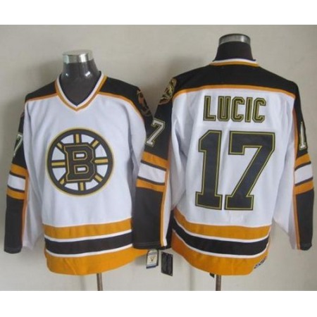 Bruins #17 Milan Lucic White/Black CCM Throwback Stitched NHL Jersey