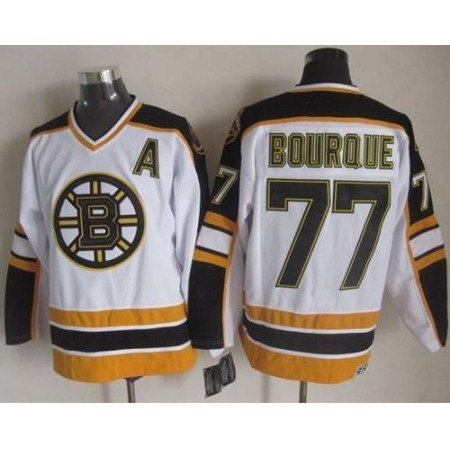 Bruins #77 Ray Bourque White/Black CCM Throwback Stitched NHL Jersey