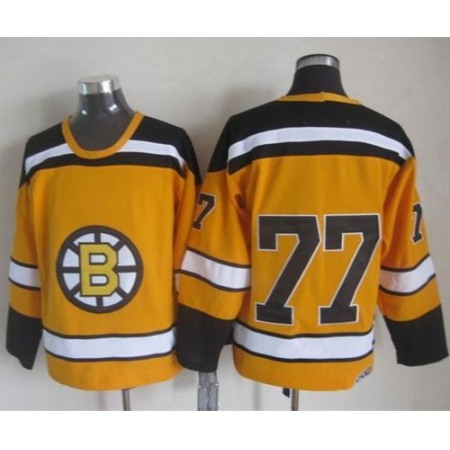 Bruins #77 Ray Bourque Yellow CCM Throwback Stitched NHL Jersey