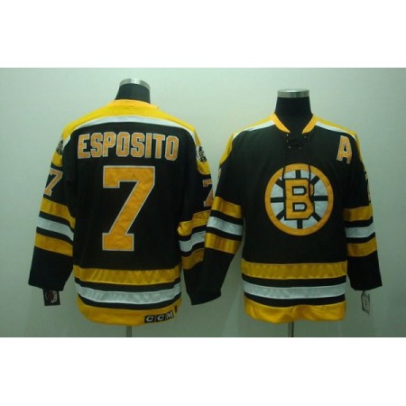 Bruins #7 Phil Esposito Stitched Black CCM Throwback NHL Jersey