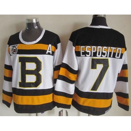 Bruins #7 Phil Esposito White CCM Throwback 75TH Stitched NHL Jersey