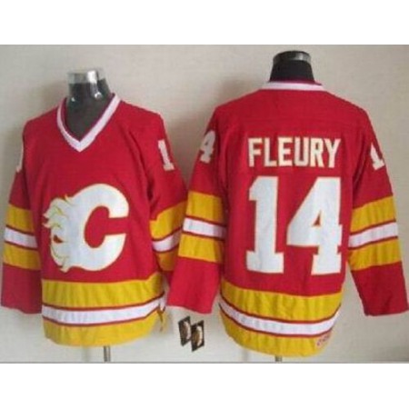 Flames #14 Theoren Fleury Red CCM Throwback Stitched NHL Jersey