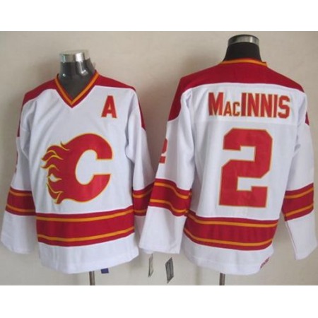 Flames #2 Al MacInnis White CCM Throwback Stitched NHL Jersey