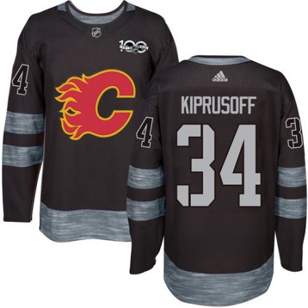 Flames #34 Miikka Kiprusoff Black 1917-2017 100th Anniversary Stitched NHL Jersey