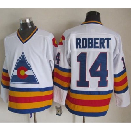 Avalanche #14 Rene Robert White CCM Throwback Stitched NHL Jersey