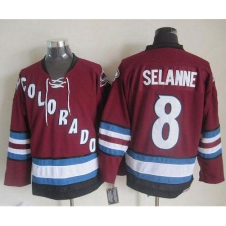 Avalanche #8 Teemu Selanne Red CCM Throwback Stitched NHL Jersey