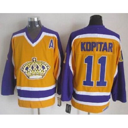 Kings #11 Anze Kopitar Yellow CCM Throwback Stitched NHL Jersey