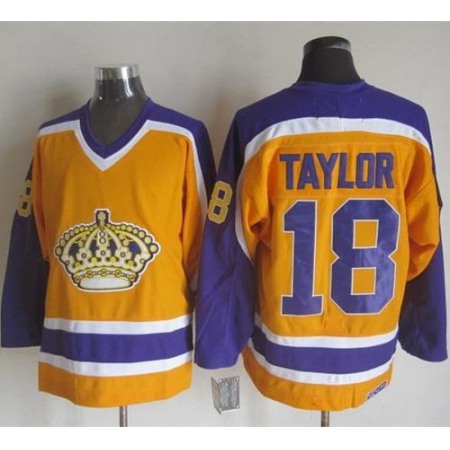 Kings #18 Dave Taylor Yellow/Purple CCM Throwback Stitched NHL Jersey