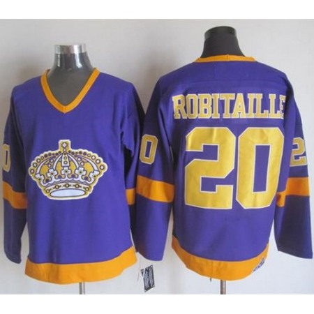 Kings #20 Luc Robitaille Purple/Yellow CCM Throwback Stitched NHL Jersey