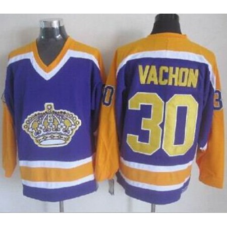 Kings #30 Rogie Vachon Purple CCM Throwback Stitched NHL Jersey