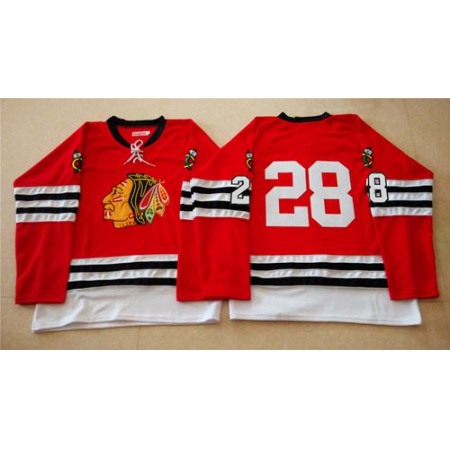 Mitchell And Ness 1960-61 Blackhawks #28 Steve Larmer Red Stitched NHL Jersey