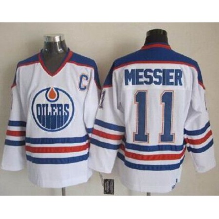Oilers #11 Mark Messier White CCM Throwback Stitched NHL Jersey
