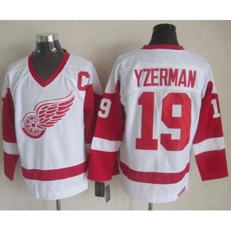 Red Wings #19 Steve Yzerman White CCM Throwback Stitched NHL Jersey