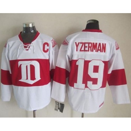 Red Wings #19 Steve Yzerman White Winter Classic CCM Throwback Stitched NHL Jersey