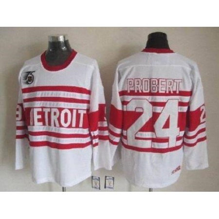 Red Wings #24 Bob Probert White CCM Throwback 75TH Stitched NHL Jersey