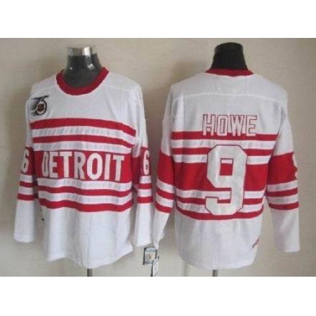Red Wings #9 Gordie Howe White CCM Throwback 75TH Stitched NHL Jersey