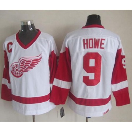 Red Wings #9 Gordie Howe White CCM Throwback Stitched NHL Jersey