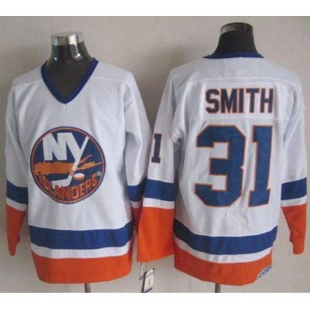 Islanders #31 Billy Smith White CCM Throwback Stitched NHL Jersey