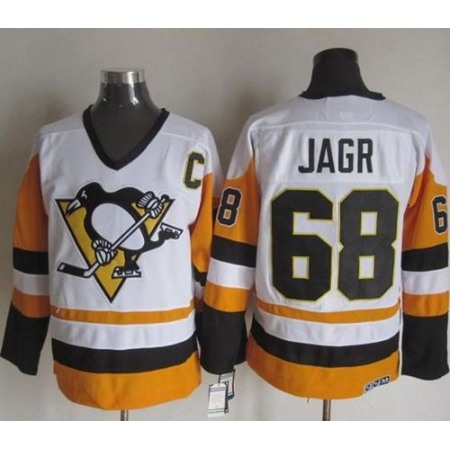 Penguins #68 Jaromir Jagr White/Black CCM Throwback Stitched NHL Jersey