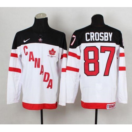 Olympic CA. #87 Sidney Crosby White 100th Anniversary Stitched NHL Jersey