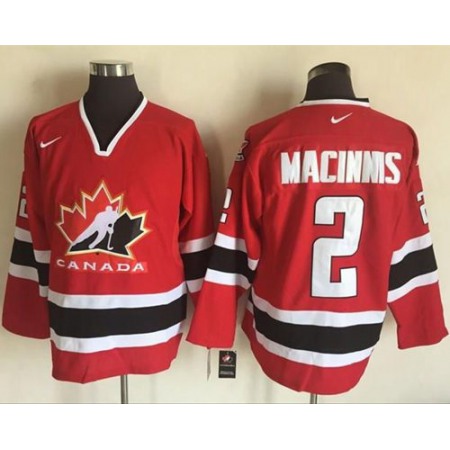 Team CA. #2 Al MacInnis Red/Black 2002 Olympic Nike Throwback Stitched NHL Jersey