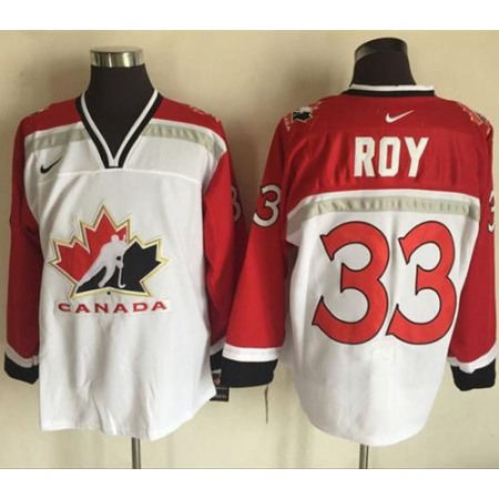Team CA. #33 Patrick Roy White/Red Nike Throwback Stitched NHL Jersey