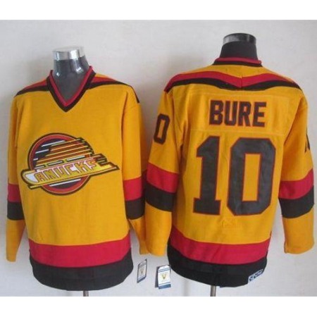 Canucks #10 Pavel Bure Gold CCM Throwback Stitched NHL Jersey
