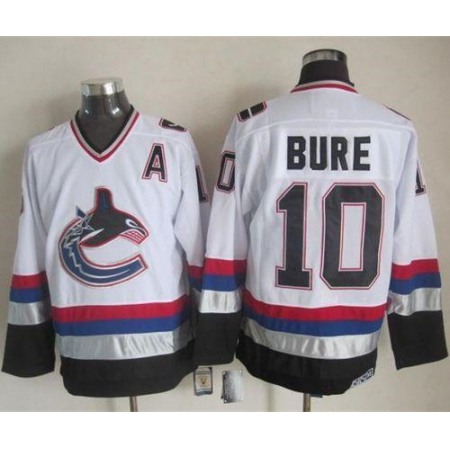 Canucks #10 Pavel Bure White/Black CCM Throwback Stitched NHL Jersey