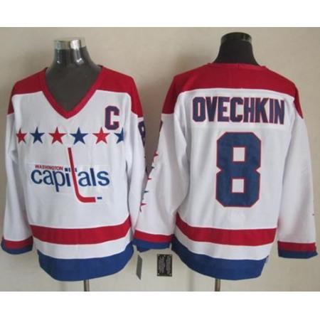 Capitals #8 Alex Ovechkin White CCM Throwback Stitched NHL Jersey