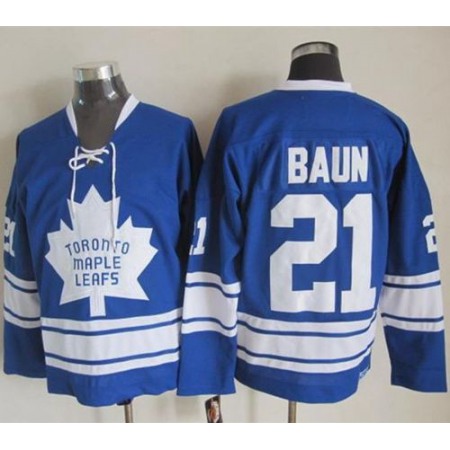 Maple Leafs #21 Bobby Baun Blue CCM Throwback Third Stitched NHL Jersey