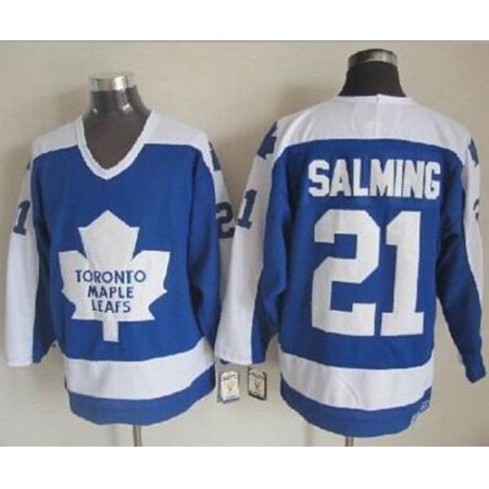 Maple Leafs #21 Borje Salming Blue/White CCM Throwback Stitched NHL Jersey