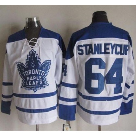 Maple Leafs #64 Stanley Cup White CCM Throwback Third Stitched NHL Jersey
