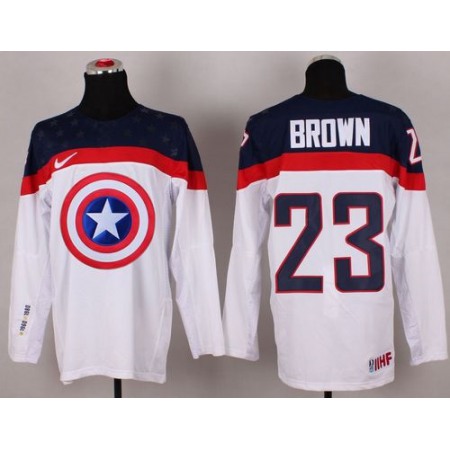 Olympic Team USA #23 Dustin Brown White Captain America Fashion Stitched NHL Jersey