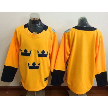 Team Sweden Blank Gold 2016 World Cup Stitched NHL Jersey