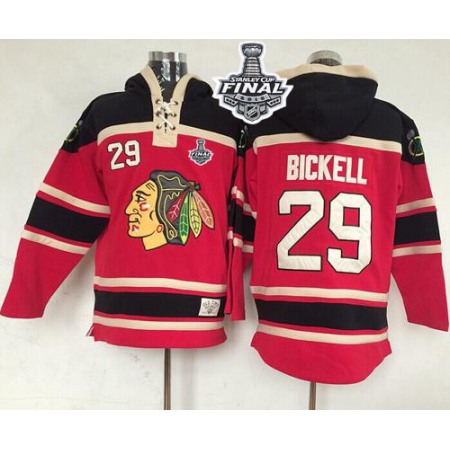 Blackhawks #29 Bryan Bickell Red Sawyer Hooded Sweatshirt 2015 Stanley Cup Stitched NHL Jersey