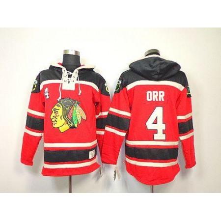 Blackhawks #4 Bobby Orr Red Sawyer Hooded Sweatshirt Stitched NHL Jersey
