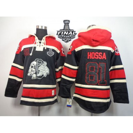 Blackhawks #81 Marian Hossa Black Sawyer Hooded Sweatshirt 2015 Stanley Cup Stitched NHL Jersey
