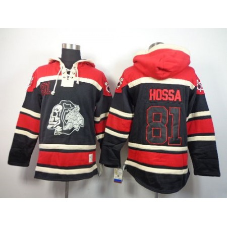 Blackhawks #81 Marian Hossa Black Sawyer Hooded Sweatshirt Stitched NHL Jersey