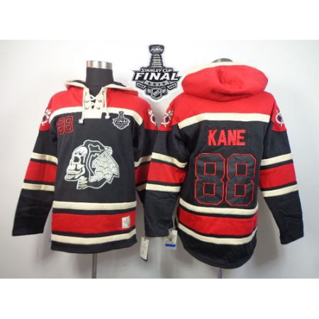 Blackhawks #88 Patrick Kane Black Sawyer Hooded Sweatshirt 2015 Stanley Cup Stitched NHL Jersey