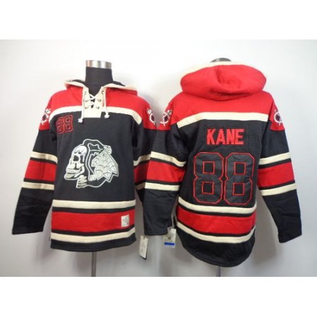 Blackhawks #88 Patrick Kane Black Sawyer Hooded Sweatshirt Stitched NHL Jersey