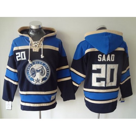 Blue Jackets #20 Brandon Saad Navy Blue Sawyer Hooded Sweatshirt Stitched NHL Jersey
