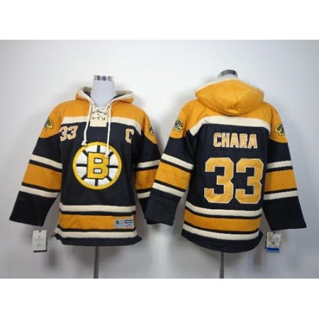 Bruins #33 Zdeno Chara Black Sawyer Hooded Sweatshirt Stitched Youth NHL Jersey